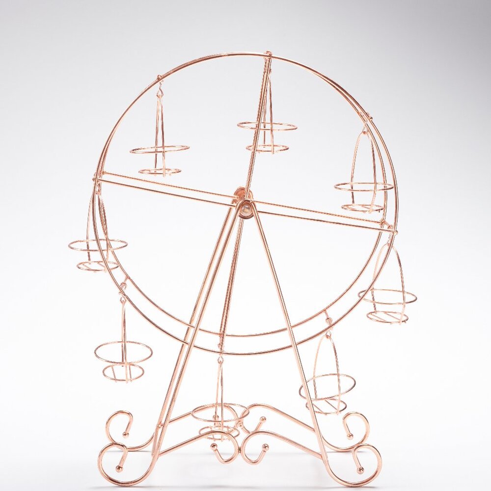 COPPER COLORED METAL CUPCAKE FERRIS WHEEL STAND